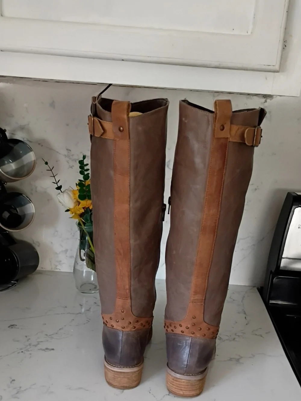 Laughty Monkey Women's Tall Brown Leather Riding Boots